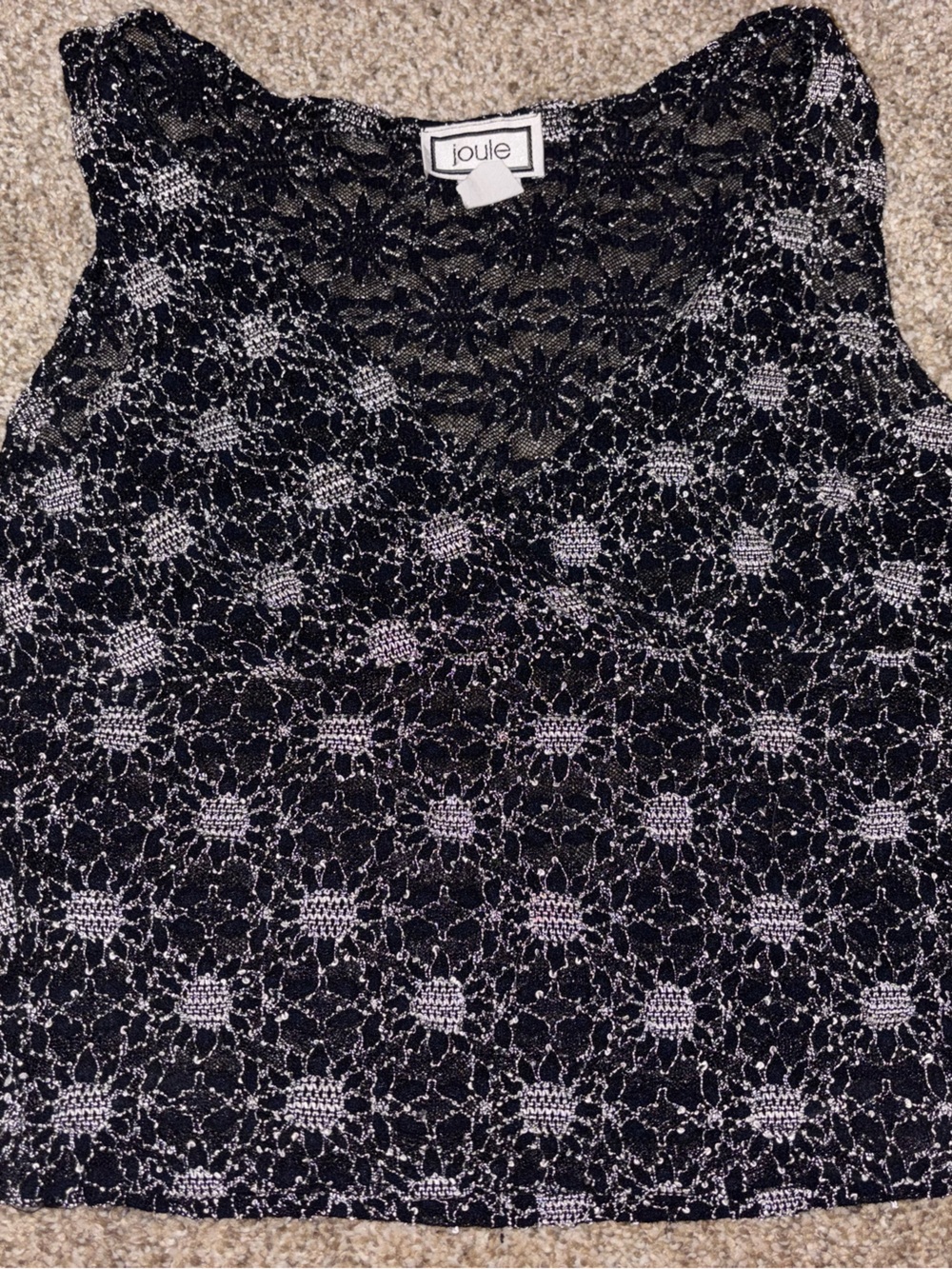 Joules Black and White Lace Overlay Tank Top Y2K Vintage